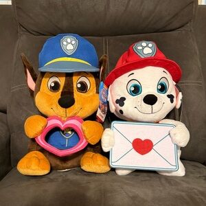 Paw Patrol Valentine’s Day Marshall & Chase Plush Set, approx 12.5” each